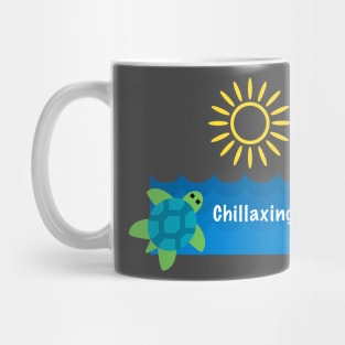 Children's Clothing Turtle Chillaxing Design, with white lettering Mug